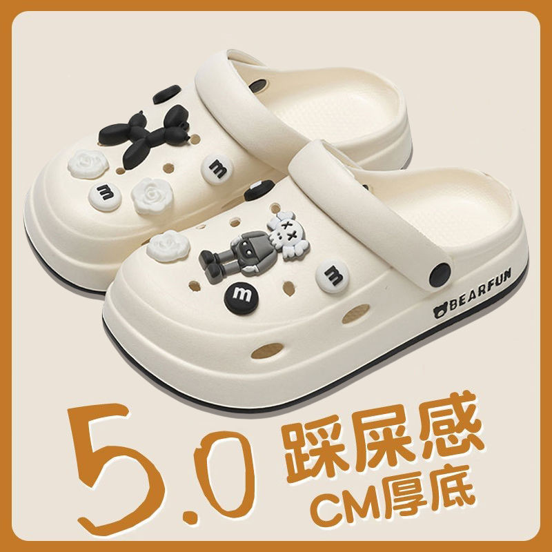 หนา Soled Hole รองเท้าผู้หญิงสวมใส่ด้านนอก 2024 Beach Anti-Slip รองเท้าแตะระงับกลิ่นกาย Soft-Soled การ์ตูนรองเท้าแตะผู้หญิงหนา Soled Hole รองเท้าผู้หญิงสวมใส่ด้านนอก 2024 Beach Anti-Slip ระงับกลิ่นกายรองเท้าแตะ Soft-