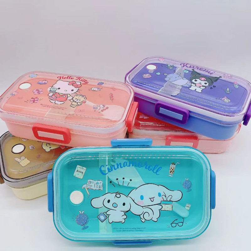 SANRIO น่ารัก ซานริโอ กล่องอาหารกลางวันพลาสติกขนาดใหญ่-ความจุช่องคู่กล่องเบนโตะผลไม้สลัดกล่องบนโต๊ะอาหารเด็กไมโครเวฟเด็กบนโต๊ะอาหาร ราคา ถูกที่สุด ดีลบีเคเค แกลเลอรีภาพที่ 9