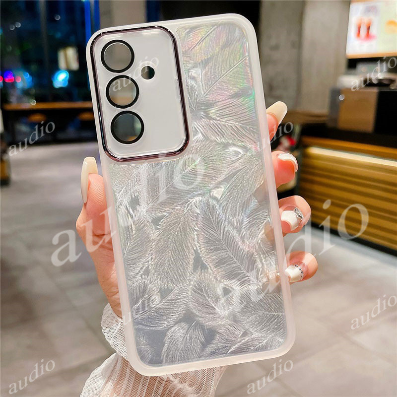 SAMSUNG สําหรับSamsung A57 5Gเลเซอร์Feather Glitterเคสโทรศัพท์สําหรับSamsung Galaxy A57 A37 A27 A17 