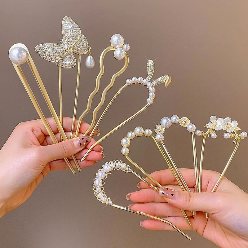 กิ๊บติดผมรูปตัวยูพู่มุกพร้อมสไตล์จีนใหม่