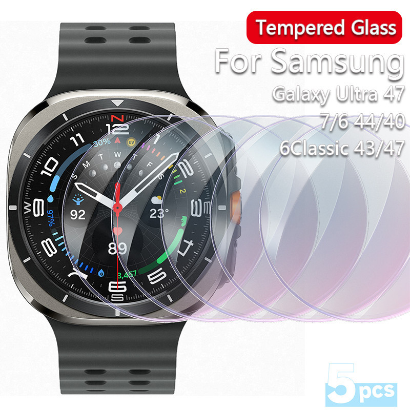 กระจกนิรภัยสําหรับ Samsung Galaxy Watch 7/6 40 มม.44 มม.HD ป้องกันหน้าจอฟิล์ม Anti-Scratch สําหรับ Galaxy Watch Ultra 47 มม.6Classic