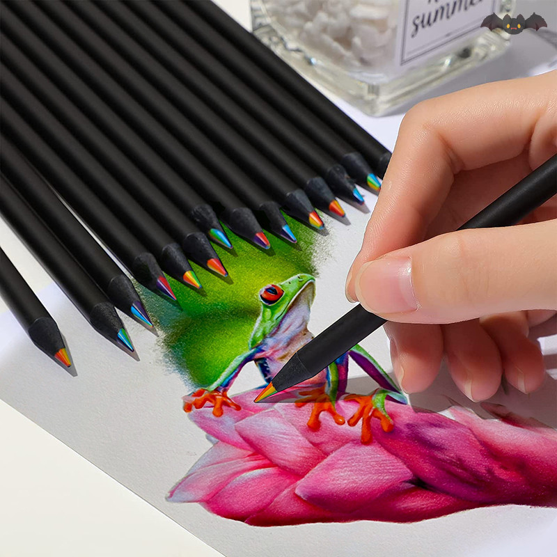[PE] 1 ชิ้น 7 สีดินสอฝนไล่ระดับสีดินสอจัมโบ้สีดินสอหลากสีสําหรับภาพวาดศิลปะการร่างสุ่ม TH