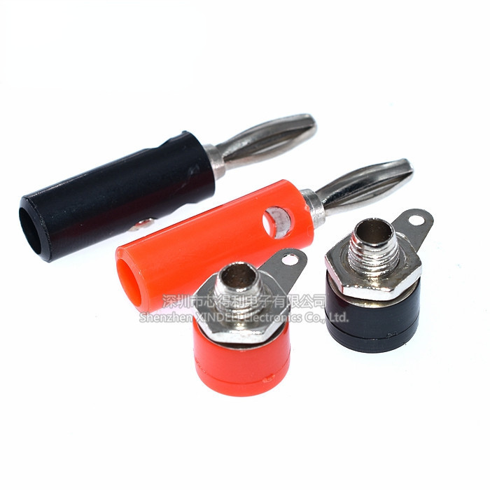 ปลั๊กโคมไฟ4มม ปลั๊กกล้วย/กล้วยซ็อกเก็ตเพาเวอร์แอมป์ลําโพงมัลติมิเตอร์ปลั๊กทดสอบขั้วโพสต์ซ็อกเก็ตสีแดง,ซ็อกเก็ตสีดํา,ปลั๊กสีแดง,ปลั๊กสีดําสากลเมตรปลั๊กซ