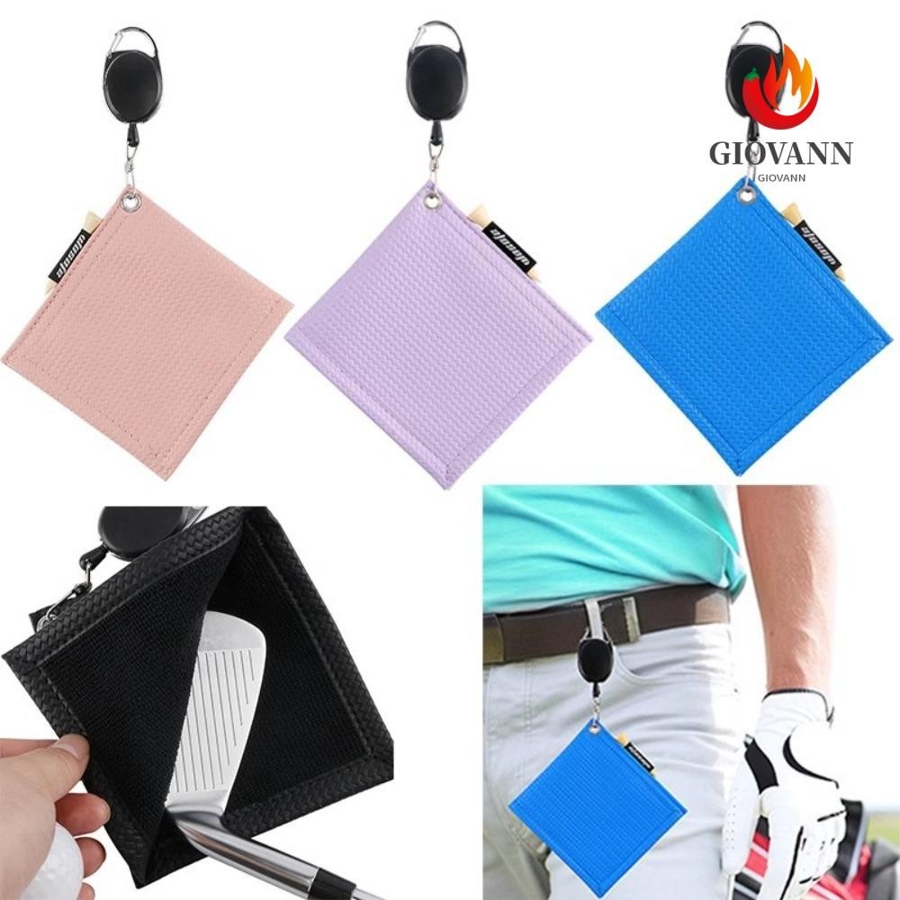 Giovanni Golf Towel, Square with Carabiner Hook Golf Club Towel, Golf Cart Wipe Cleaner ไมโครไฟเบอร์การดูดซึมน้ําลูกกอล์ฟสองด้านทําความสะอาดผ้าเช็ดตัวหัวไม้กอล์ฟ
