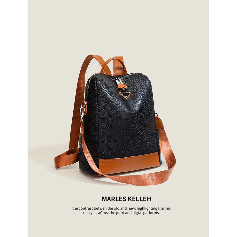 IELGY เกาหลีรุ่นสุภาพสตรีกระเป๋าเป้สะพายหลัง Retro แฟชั่นมัลติฟังก์ชั่หญิงกระเป๋าหนัง Commuter แฟชั่น All-Match กระเป๋าเป้สะพายหลัง - รูปที่ 7