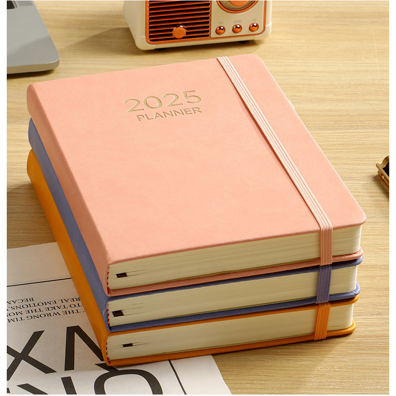 2025 A5 ภาษาอังกฤษปฏิทิน Planner วงยืดหยุ่นโน้ตบุ๊คสายคล้องหนังสือ Notepad ปฏิทิน Sketchbook Office หมายเหตุหนังสือ