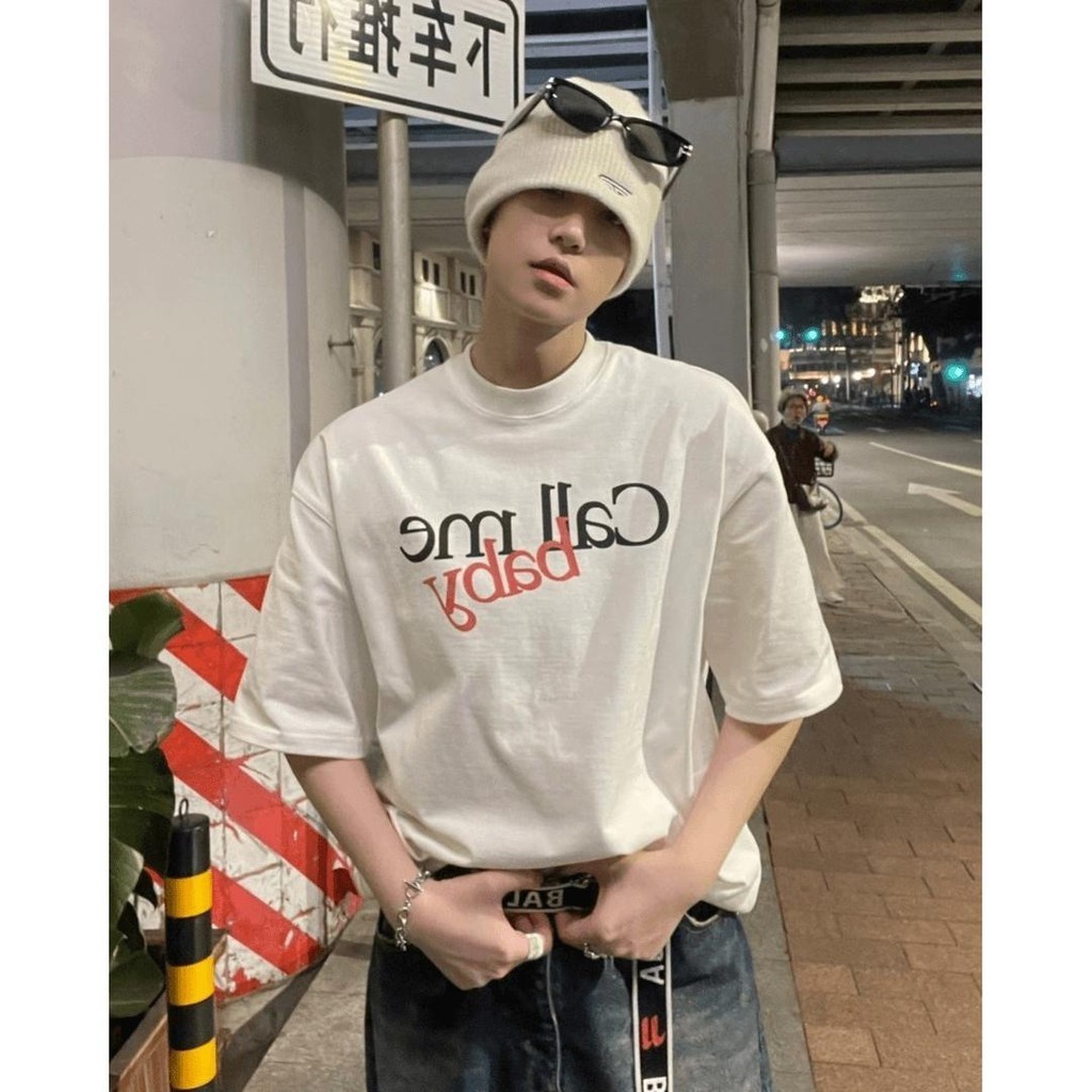 Basi เสื้อยืดโอเวอร์ไซส์ ใส่ได้ทั้งชายหญิง สกรีนตัวอักษร ลาย "BEEYANBUY" คอตตอน100% นิ่ม ใส่สบาย สไตล์เกาหลี มินิมอล