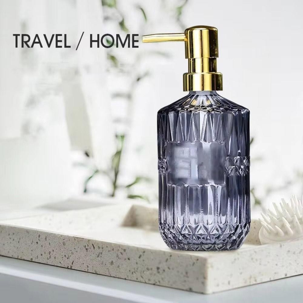 Trendyzone ขวดโลชั่นแชมพู, ปั๊มกด 450 มล. เครื่องจ่ายสบู่แบบแมนนวล, แก้วขวดเจลทําความสะอาดมืออุปกรณ์เสริมในห้องน้ําสไตล์นอร์ดิก