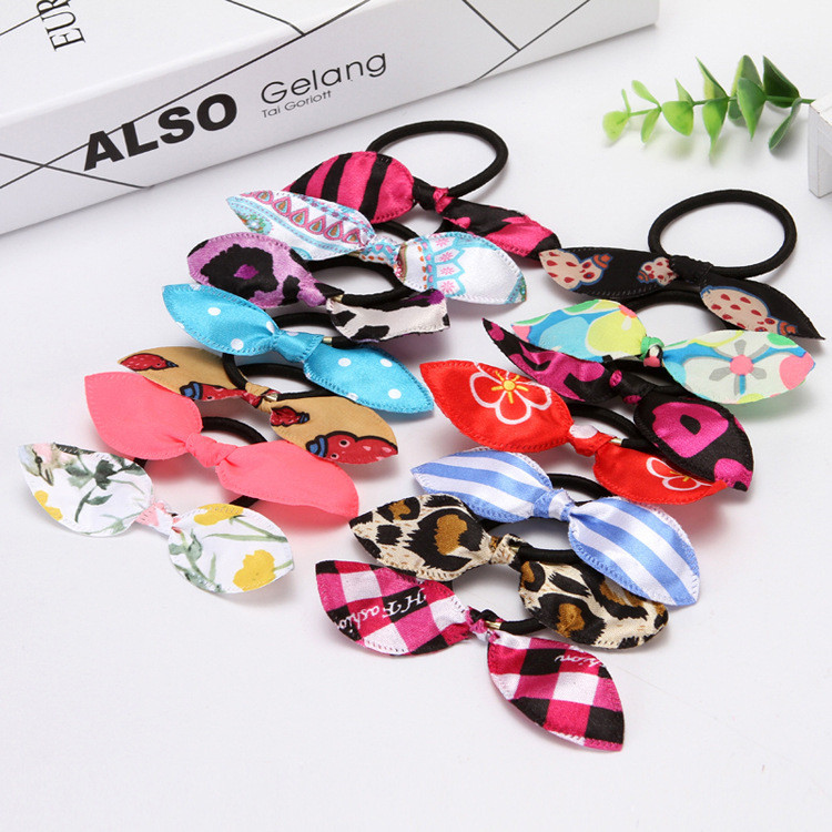 ยางรัดผมโบว์ หูกระต่าย คละสี (ขายเป็นเส้น) #M-0029