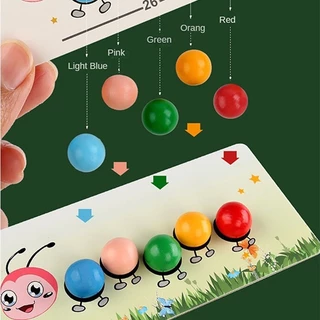 GeeToy คลิปไม้ลูกปัดเกมการจับคู่สีชุดการเรียนรู้ Fine Motor Movement Training Montessori ของเล่นเพื่อการศึกษาสําหรับเด็ก