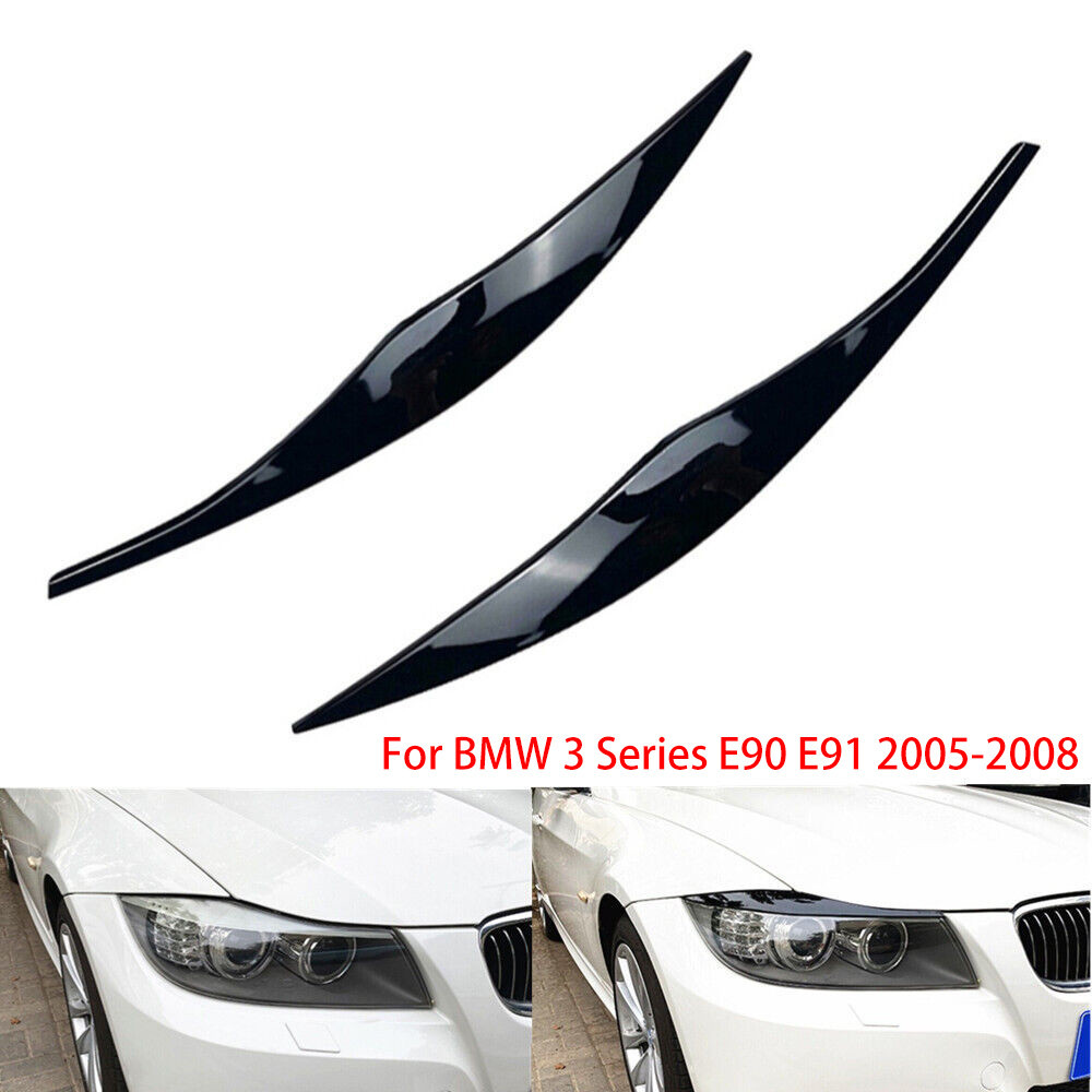 สําหรับ BMW 3 Series E90 E91 2005-2008 ซีดาน/ Touring Gloss สีดําด้านหน้าไฟหน้าคิ้วเปลือกตา Trim สติ