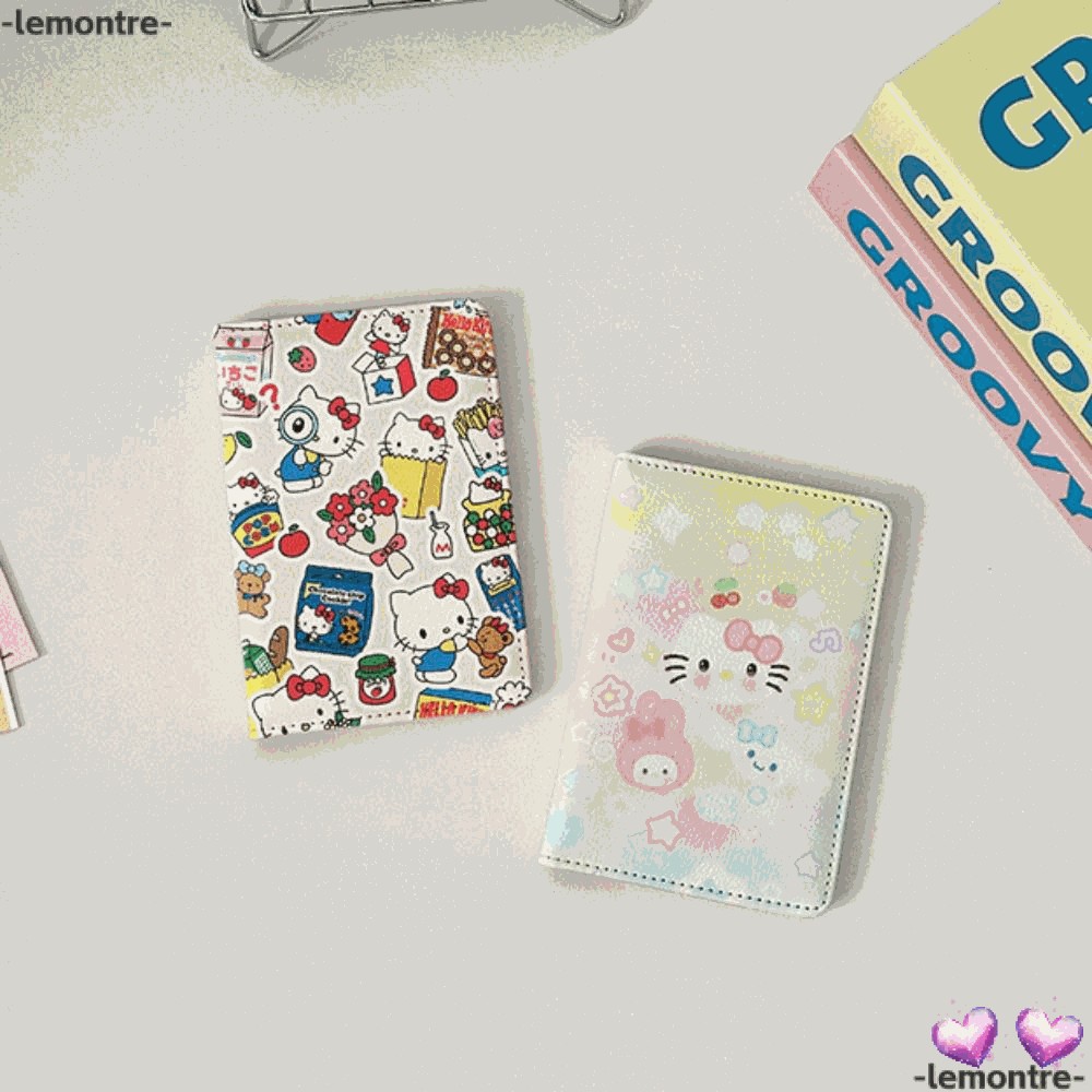 Lemontre Passport Holder, Hello Kitty PU Leather Passport Bag, Cartoon Portable Multi-function Credit Card Wallet