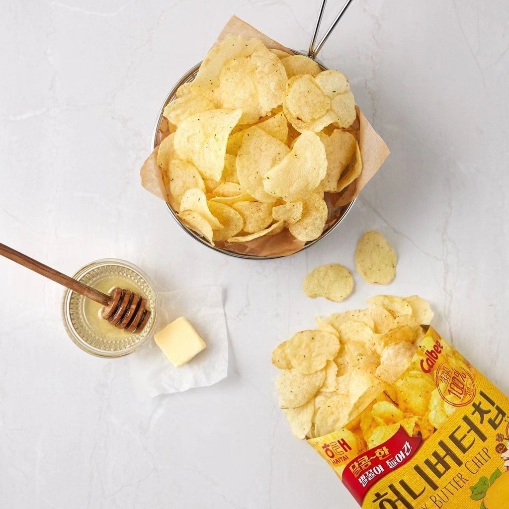 เกาหลีนําเข้า Haitai Honey Butter Potato Chips รสชีส Influencer Calbee Potato Chips ของว่าง