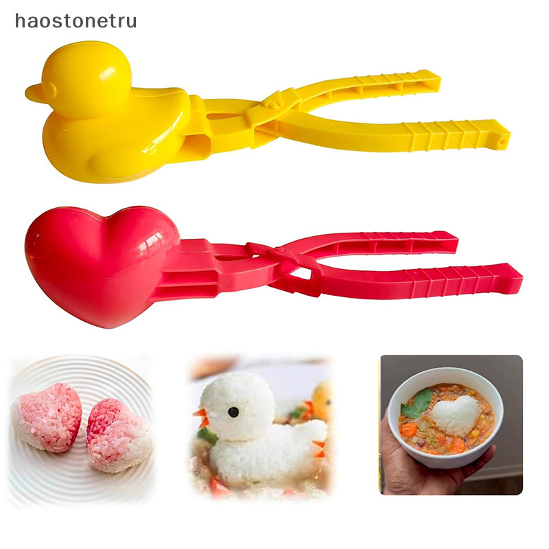 Ost น่ารักเป็ดข้าวแม่พิมพ์ Maker คลิปเด็กกลางแจ้งพลาสติกเป็ดข้าวแม่พิมพ์ DIY Snowball Maker แม่พิมพ์ซูชิพร้อมที่จับ N