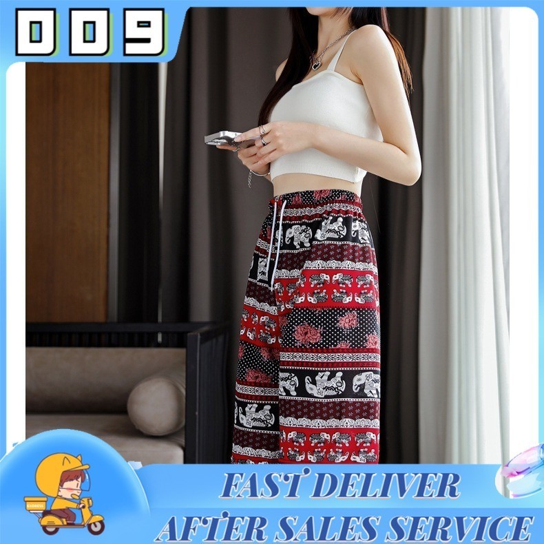 🛒YTL🛒 กางเกงลายช้าง รุ่นขาสั้น-มีเชือก ผ้าเบาสบาย ลายสวย ฟรีไซส์ พร้อมส่งในไทย #F5149