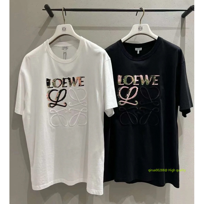 **** Hot Sale *** LEW/24SS Spring Summer เสื้อยืดปักนีออนซ้อนสไตล์ใหม่
