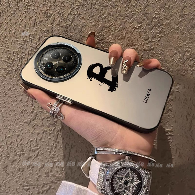เคส Realme 13 12 11 Pro Plus 5G เคส Realme 13 12 12X 12+ 12 Plus 5G ตัวอักษรนําโชค PBT เคสกันกระแทกอินเทรนด์แบรนด์ด้านแข็งหรูหราชุบปุ่มโทรศัพท์