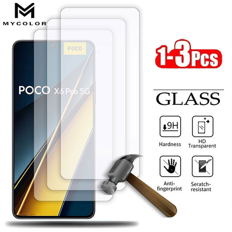 ฟิล์มกระจกนิรภัยกันรอยหน้าจอสําหรับ Xiaomi xiomi Poco C75 C65 C61 F6 F5 M7 M6 Plus X7 X6 X5 X3 Pro Nfc 5G 4G 2024