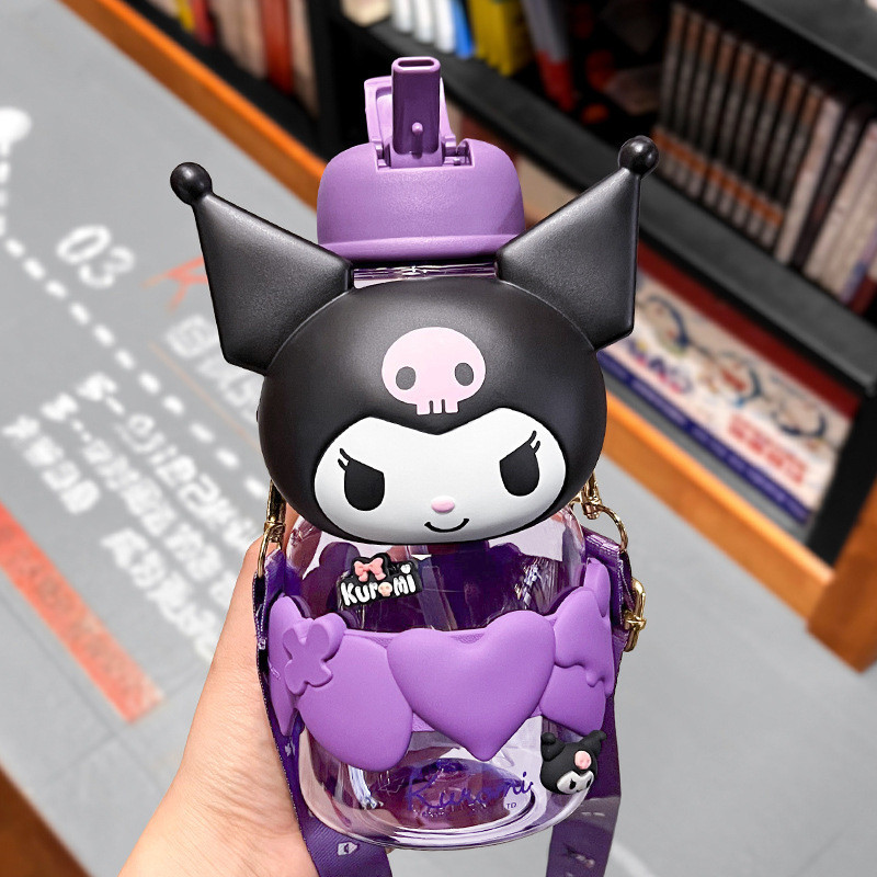 Sanrio Hug ถ้วยน้ำ Kulomi สำหรับเด็กผู้หญิงที่มีมูลค่าสูงหลอด Tritan แบบพกพาน่ารักนักเรียนถ้วย f18i