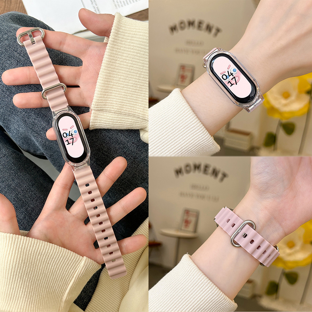 Ocean สายซิลิโคนสําหรับ Xiaomi Mi Band 10 9 8 7 6 5 4 3 SmartWatch สายรัดข้อมือกีฬา Bracelect สําหรับ Miband 10 9 8 7 6 5 4 3 อุปกรณ์เสริม