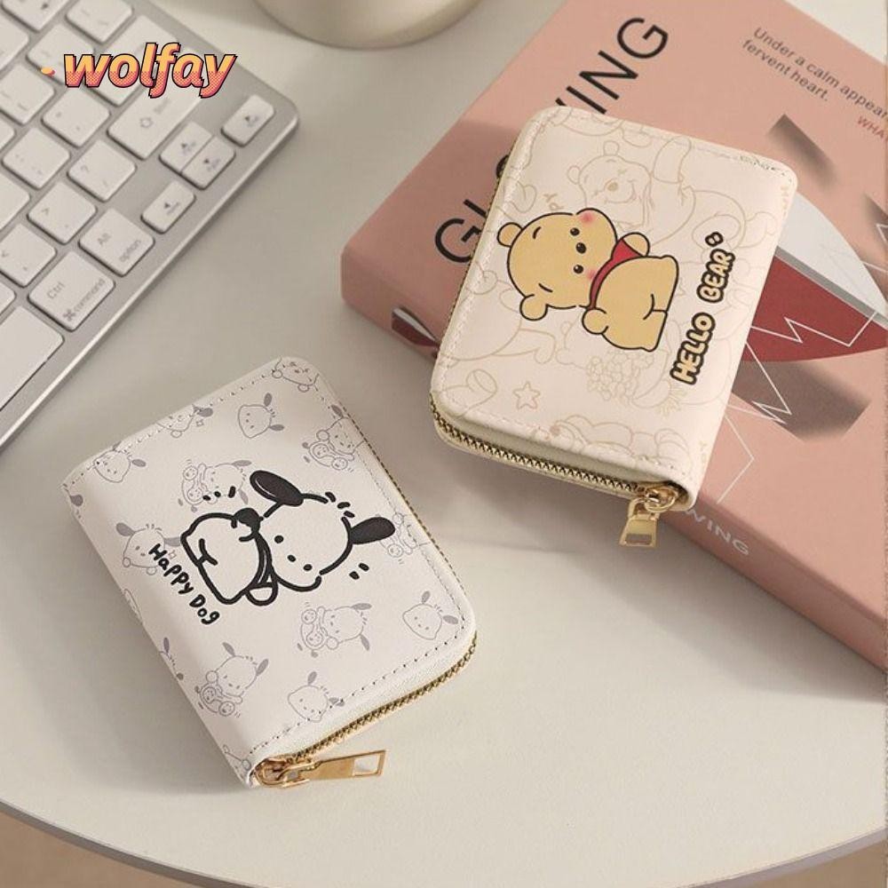 กระเป๋าการ์ด WOLFAY, การ์ตูนความจุขนาดใหญ่ผู้ถือบัตร, Sanrio Pochacco Zipper กระเป๋าสตางค์ผู้หญิงนักเรียน