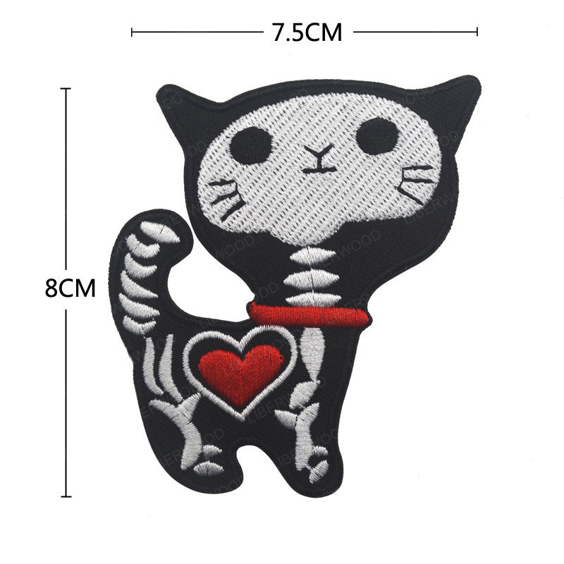 Meme มีด Cat Patch ปักกระดูกปลา Appliques ซ่อม DIY อุปกรณ์เสริมสําหรับกระเป๋าเป้สะพายหลังแจ็คเก็ตกางเกงยีนส์ Wildlife ยุทธวิธี Patch - รูปที่ 6