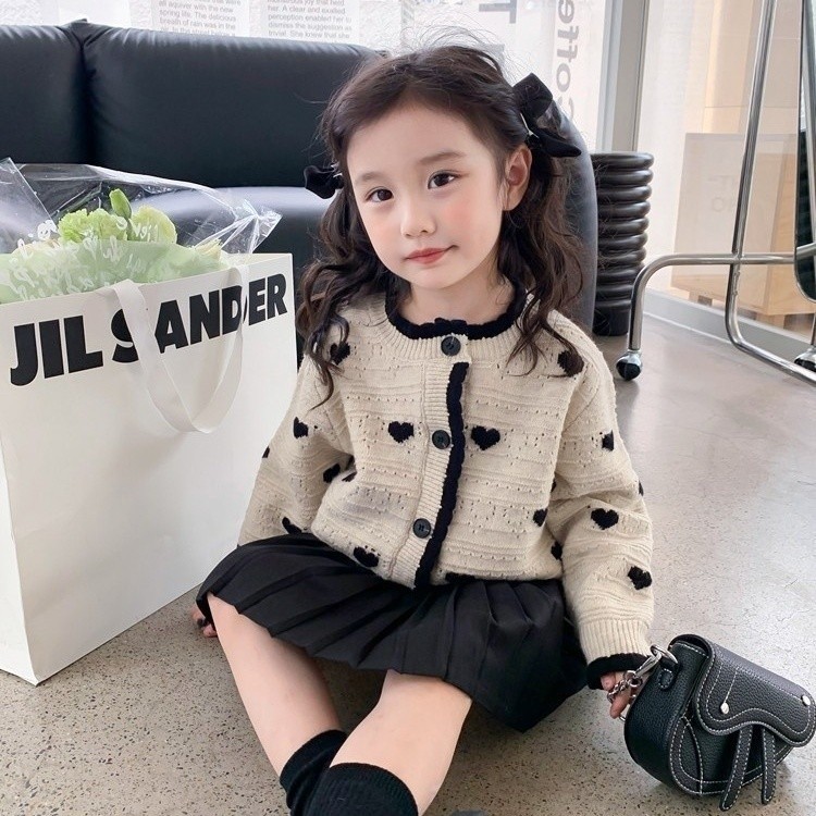 2024ฤดูใบไม้ผลิและฤดูใบไม้ร่วงสาวเสื้อกันหนาวเด็กเสื้อคาร์ดิแกนแฟชั่นเด็กทารกสไตล์เกาหลีเด็กเสื้อกันหนาว