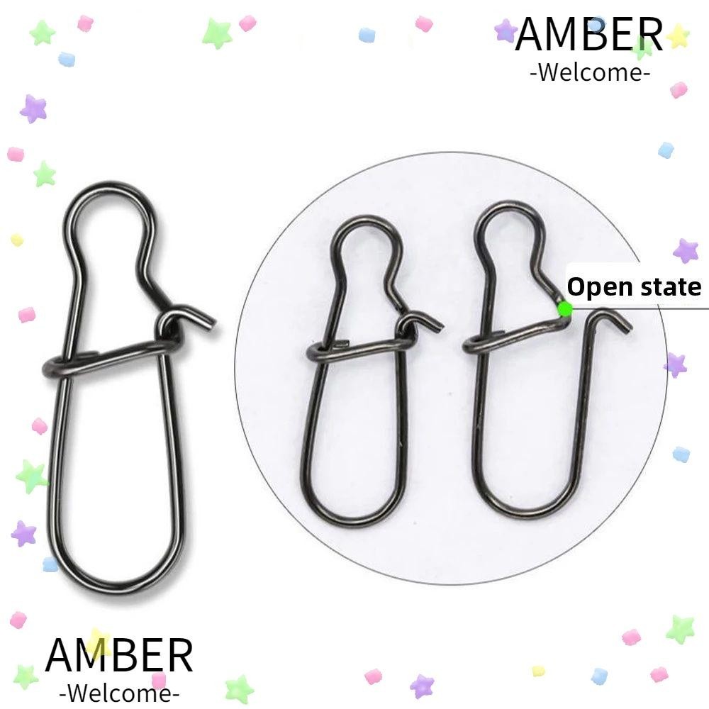Amber 100 ชิ ้ นตกปลาหัวเข ็ มขัด Pin สแตนเลส Fishhook อุปกรณ ์ เสริมกลางแจ ้ งเครื ่ องมือเปิดคลิปตา