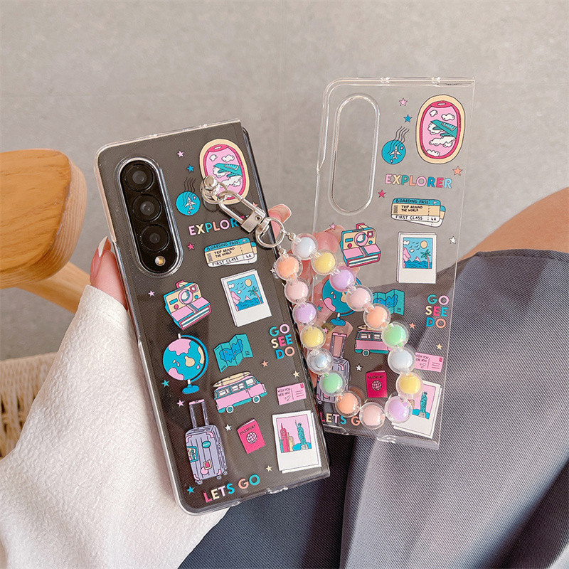 สําหรับ Samsung Galaxy Z Fold 3, Z Fold 4, Z Fold 5, Z Fold 6, เคสโทรศัพท์แบบพับได้รูปแบบฉลาก Nostalgic, PC คุณภาพสูงโปร่งใสฮาร์ดฝาครอบป้องกัน ราคา ถูกที่สุด ดีลบีเคเค