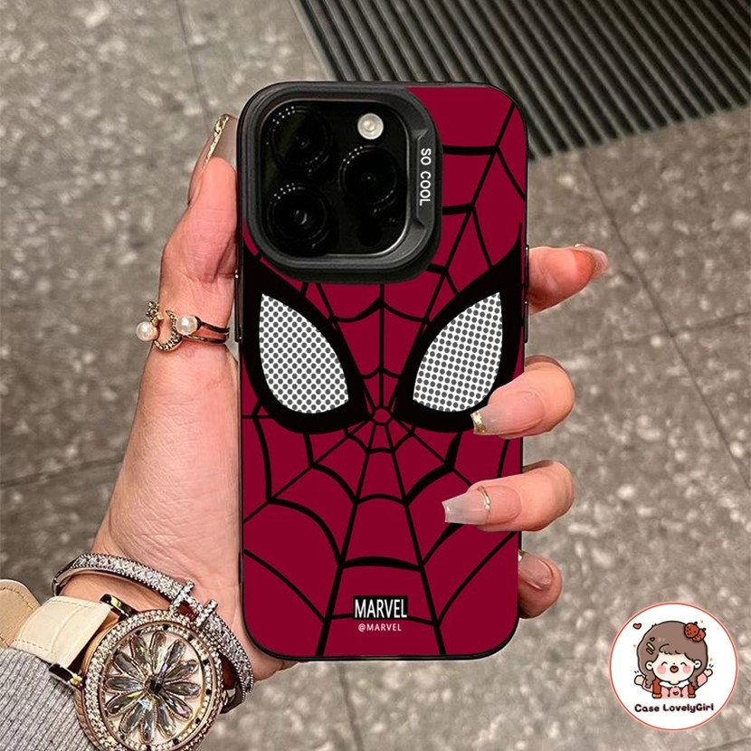 ส่งจากไทย เท่ Spider-Man สีแดง เคส IPhone 11 16 15 14 13 Pro Max XR พสัส13 12 Pro 7 8Plus SE X Xs Max Hard Case
