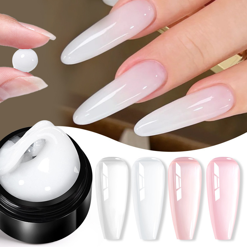 BORN PRETTY 15ml Jelly Clear White Non Stick Hand Solid Extension Gel ยาทาเล็บ French Nails Finger Hard Gel