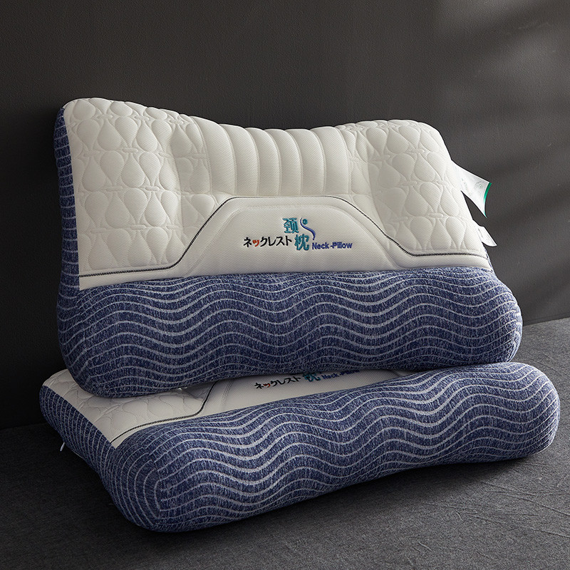 หมอน แก้ปวดคอ sleep ฟ้า หมอนรองคอ Ergonomic Cervical Pillow หมอนขิด นอนสบาย หมอนอย่างดี Latex Filling