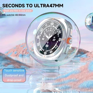 เปลี่ยนเคส Ultra สําหรับ Samsung Galaxy Watch 7 6 40 มม.44 มม.อัพเกรด Galaxy Watch Ultra 47 มม.กระจกนิรภัยป้องกันหน้าจอ