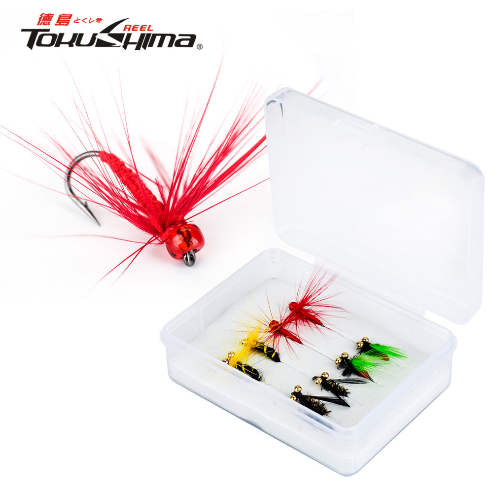 8 ชิ้น Bionic Fly Lures ลูกปัดหัวแมลงเหยื่อประดิษฐ์แห้งเปียกแมลงวัน Decoy Casting Lure พร้อม Crank Hook อุปกรณ์ตกปลา