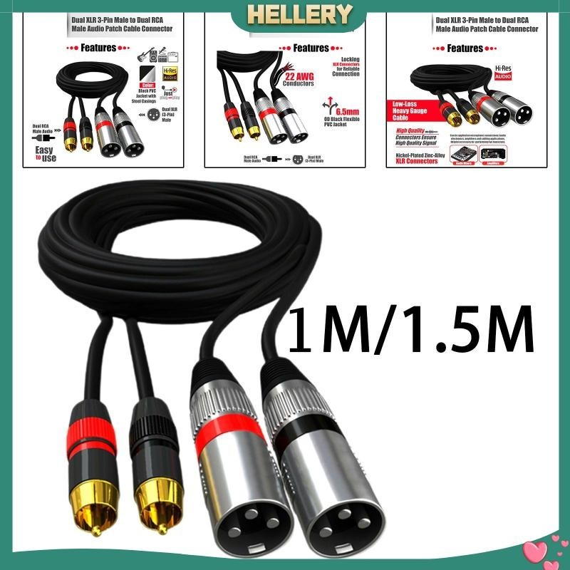 [HelleryTH] สาย RCA to XLR, สาย RCA Male to XLR Male, 2 RCA Male to 2 XLR Male Audio Cable for Ampli