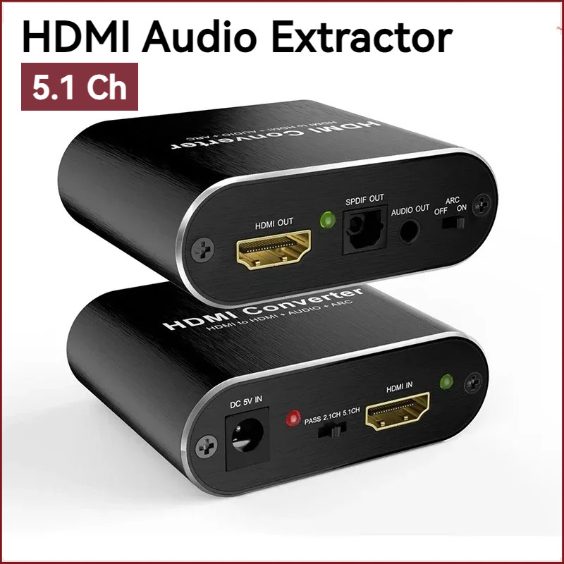 4k 30Hz HDMI Audio Extractor 5.1 Ch HDMI to HDMI + Optical Toslink SPDIF 3.5 มม.AUX Stereo Audio Converter สําหรับ PS5 Xbox Series X