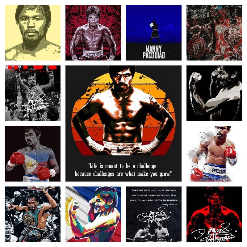 โปสเตอร์ Manny Pacquiao โปสเตอร์ติดผนังชกมวยกีฬา Wall Art Boxing Star Philipin Boy Gift