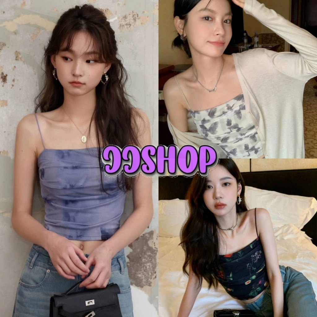 JJ Shop​ ​พร้อมส่ง เสื้อสายเดี่ยว มีฟองน้ำ น่ารักสุดๆลวดลายมัดย้อมสีสันสดใส "FYH337"