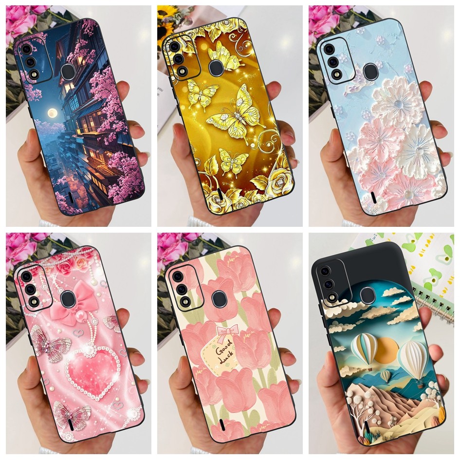 สําหรับ ITEL A48 กรณีดอกไม้ยอดนิยมผีเสื้อซิลิโคนสีดํานุ่ม Slim โทรศัพท์ปกหลังสําหรับ ITEL A48 2020 4