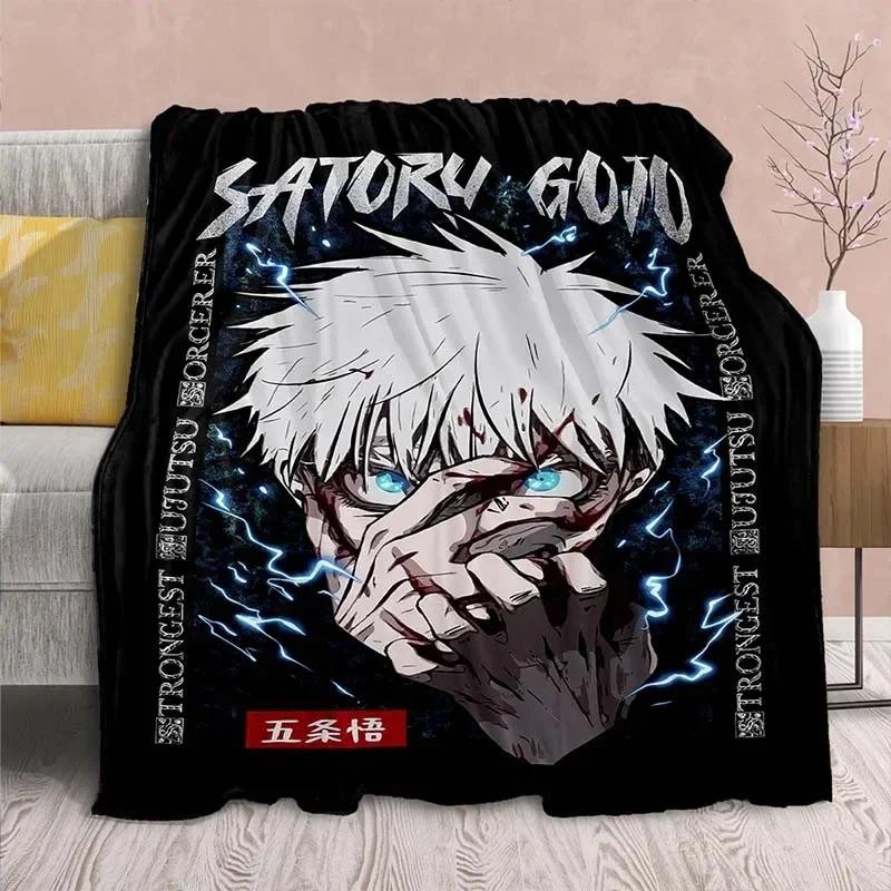 การ์ตูนอะนิเมะ Jujutsu Kaisen โยนผ้าห่ม Soft Featuring Yuji Megumi Obara และ Satoru Gojo ผ้าห่มสําหรับเตียงท่องเที่ยว