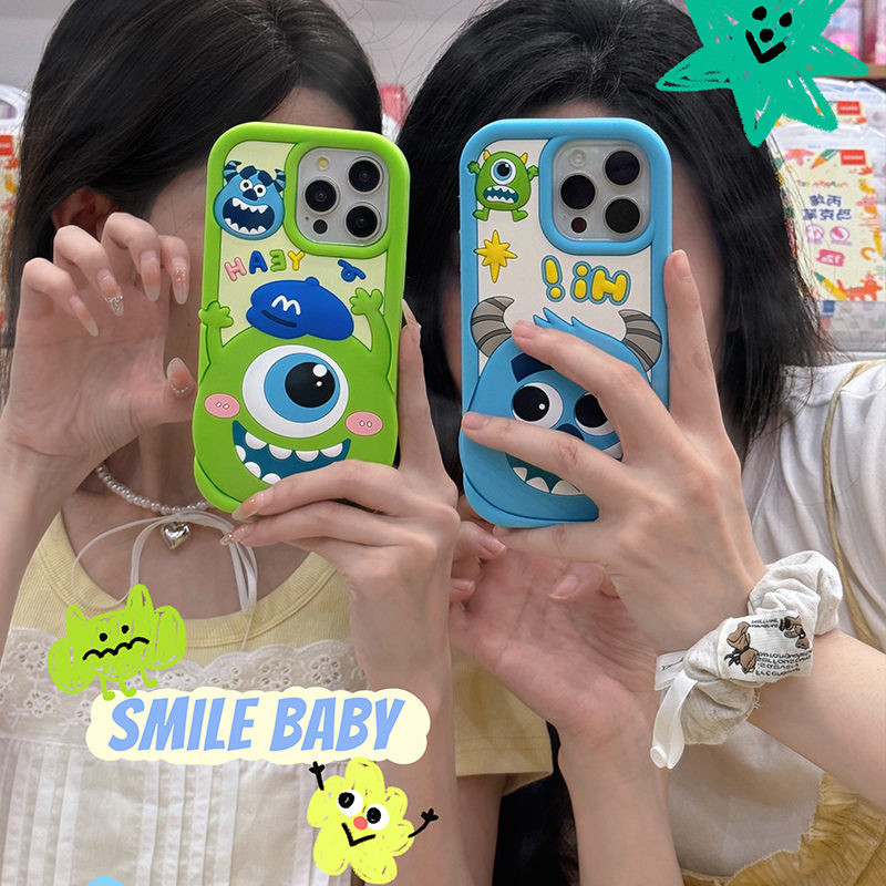 3D เปลือกการ์ตูน สําหรับ iphone 15 Pro Max 16 plus 14 13 12 11 X XS 7 8 6 6S SE 2020 SE2 SE3 เคสมือถือ Soft TPU Case เคสป้องกัน Cute Cartoon Cartoon Blue Monster Cover กันกระแทก เปลือกซิลิคอน