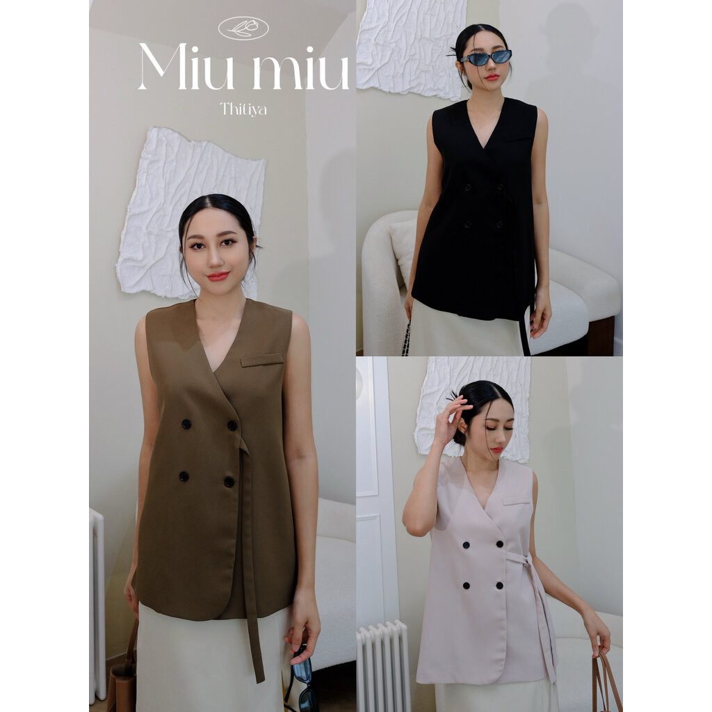 Miu miu -งานเบลเซอร์สูทตัวยาว ผ้าพรีเมี่ยม ซับในทั้งตัว ทรงปล่อยสวย thitiya