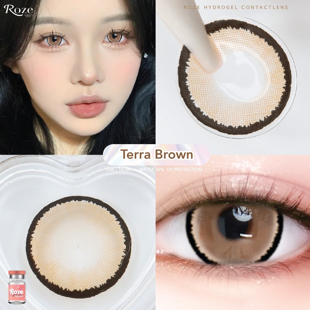 Hydrogel คอนแทคเลนส์(บิ๊กอาย)🔥Terra🔥(Rozelens) สี : Brown / Gray  รายเดือน มีค่าสายตา
