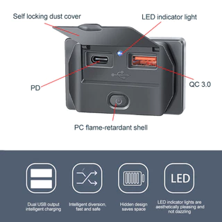 Quick Charge PD Type C พอร์ต USB คู่รถ Bus Charger ซ็อกเก็ตอะแดปเตอร์ 12 V/24 V USB Power พร้อม Swith สําหรับรถจักรยานยนต์ทางทะเล