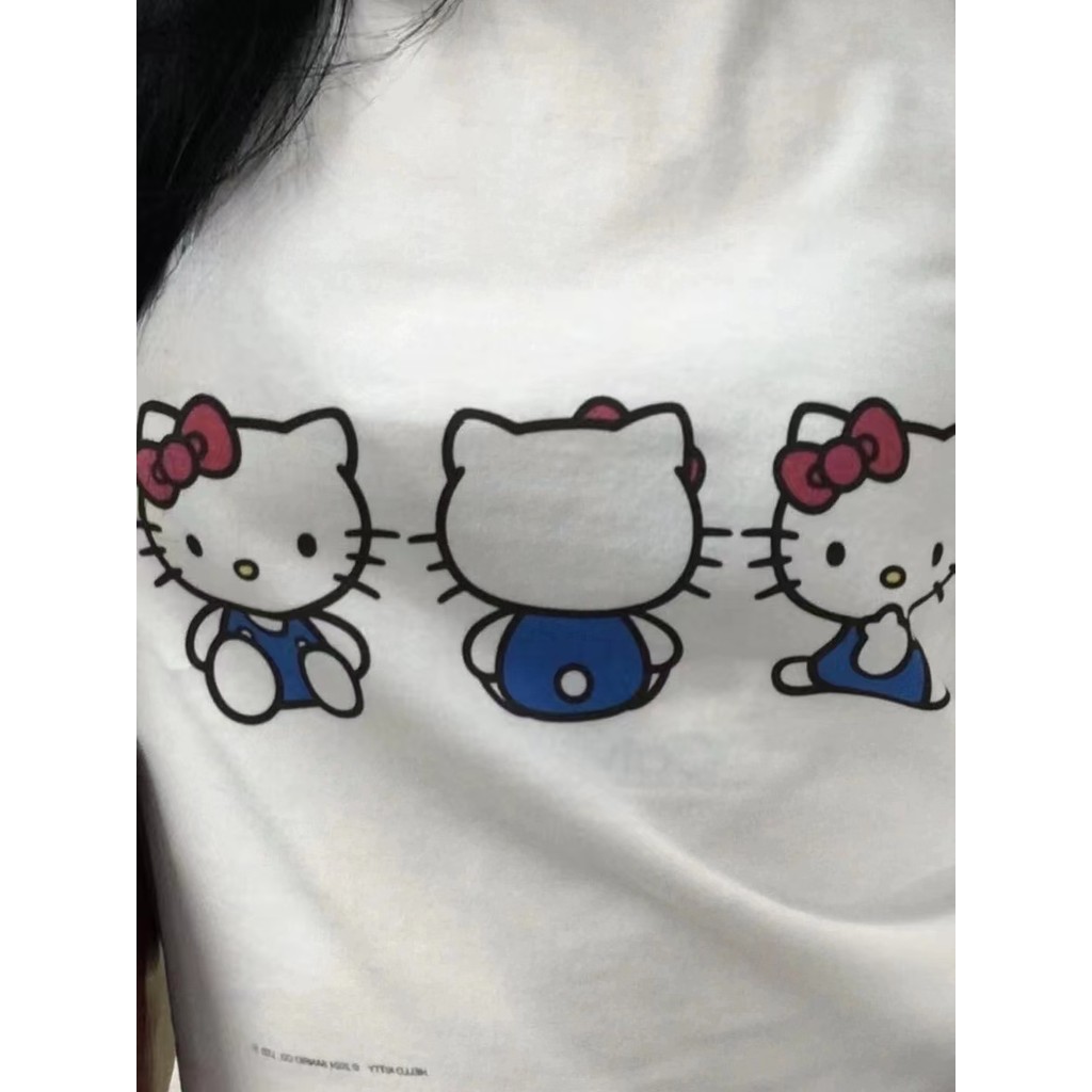 เสื้อยืดแขนสั้นผ้าฝ้ายแท้ Sisters สำหรับผู้หญิง พิมพ์การ์ตูนยอดนิยม ลดอายุ สวยเข้ารูป เสื้อยืดแขนสั้นด้านบน