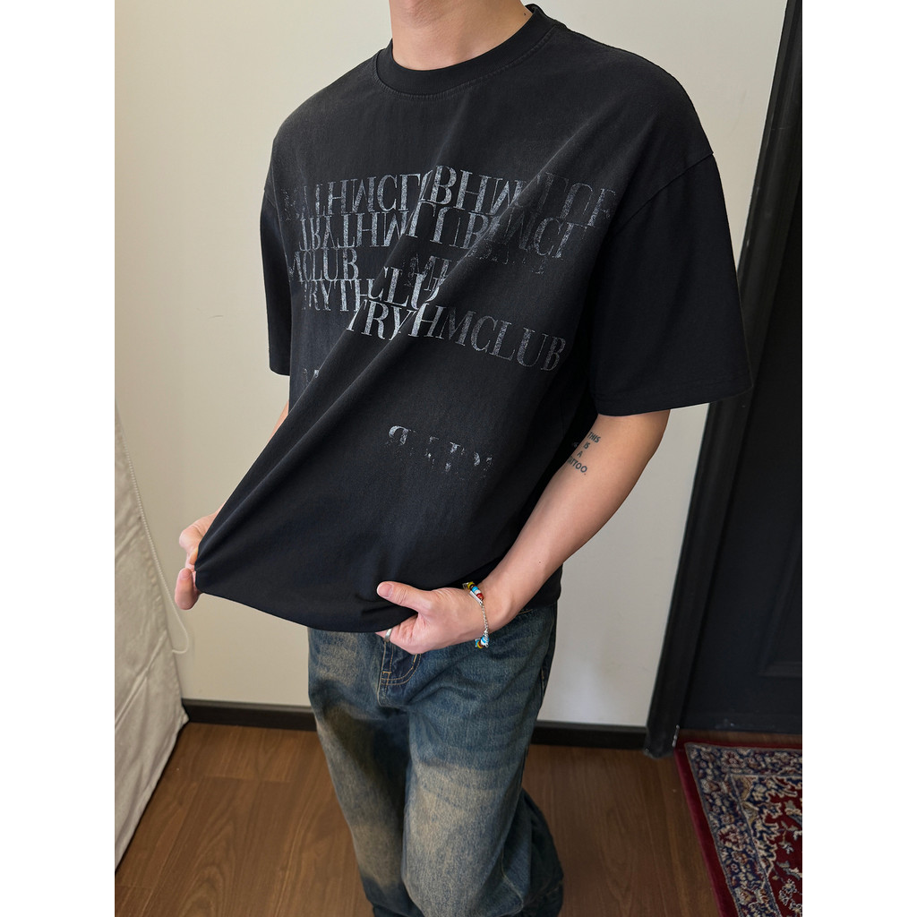 Beeyanbuy เสื้อยืด Unisex, แฟชั่นสไตล์ถนนตัวอักษรพิมพ์เสื้อยืดแขนสั้นหลวม #A037
