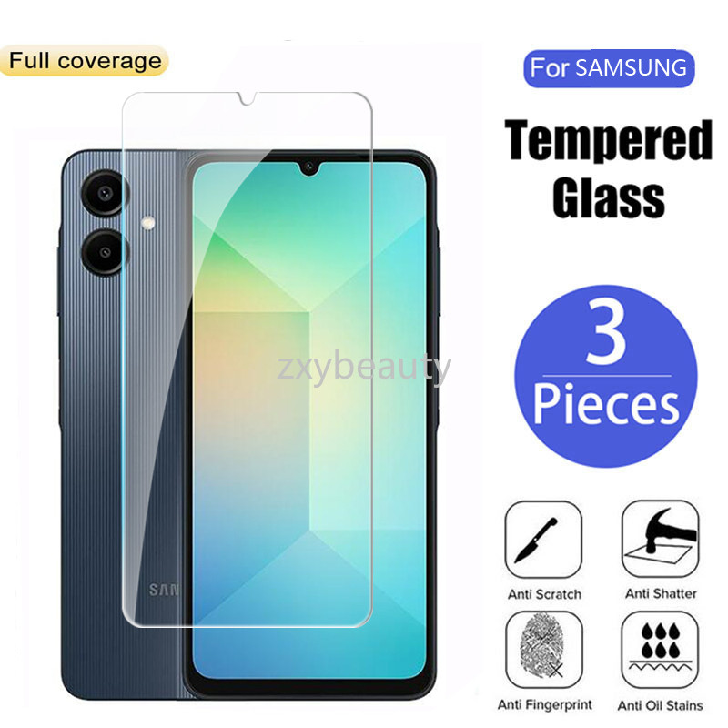 SAMSUNG สําหรับsamsung Galaxy A06 A05 A04 5G 2024 ป้องกันหน้าจอคลุมทั้งหมดกระจกนิรภัยโปร่งใสสําหรับSamsungA06 A04E SamsungA05 4G Anti-Scratchกระจกใสฟิล์มป้องกัน