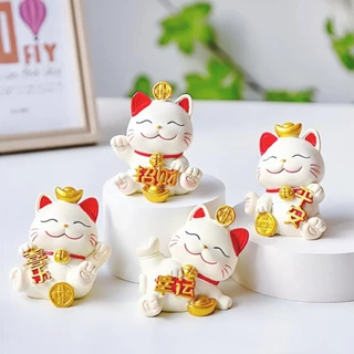 ตุ๊กตาแมวเรซิน แมวกวักมงคลนำโชค แมวกวักเรียกทรัพย์ ปรับฮวงจุ้ยเสริมความสิริมงคล