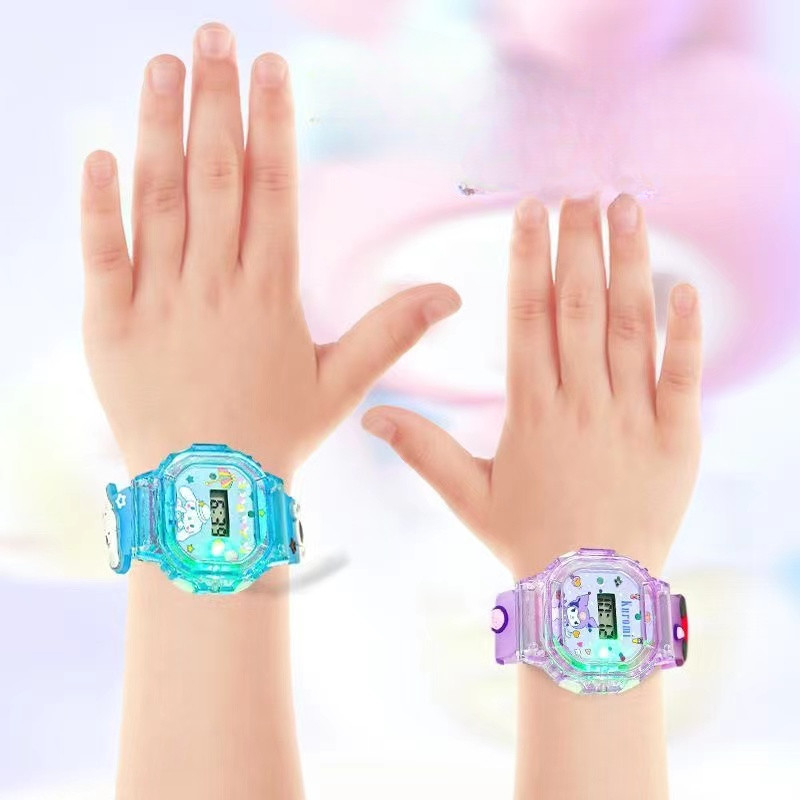 Sanrio Kuromi นาฬิกา Led สําหรับเด็กเด็กผู้หญิงการ์ตูนน่ารัก Melody Light เพลงคุณภาพสูงนาฬิกาดิจิตอลสําหรับเด็กของขวัญวันเกิด