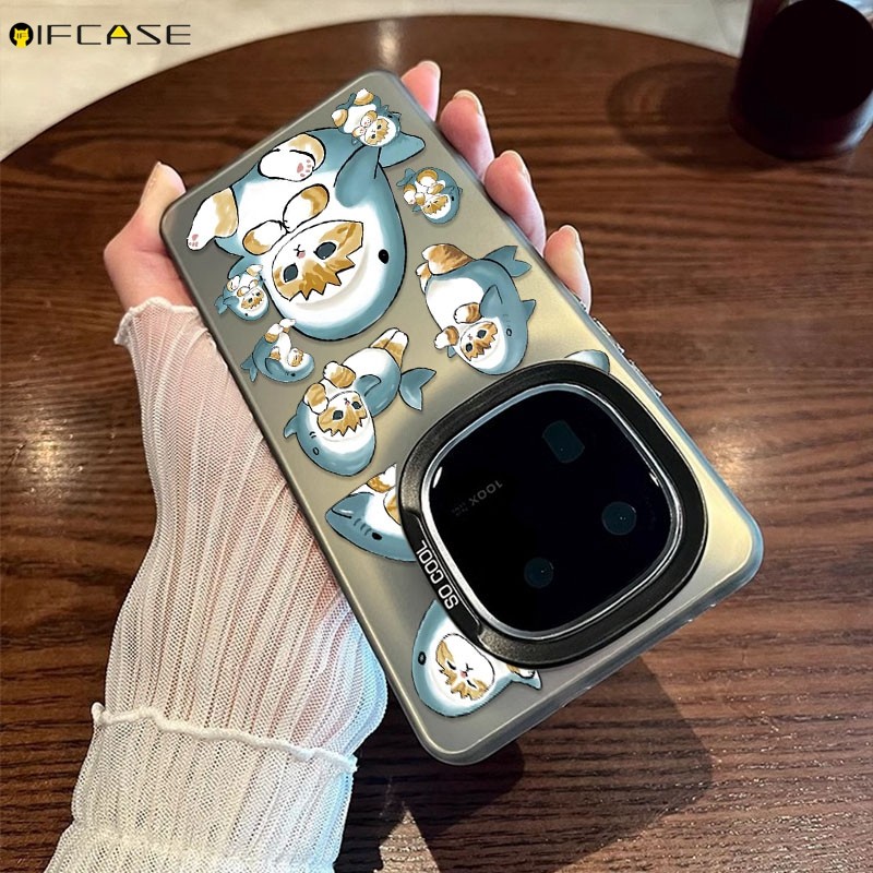 Mofusandเคสโทรศัพท์สําหรับiqoo 12 11 10 9 Pro 11S iQOO12 iQOO12Proเคสโทรศัพท์Mofusand Shark Toastขนมปังแมวน่ารักการ์ตูนแฟชั่นหรูหราเลเซอร์Frostedกรณีปกหลัง